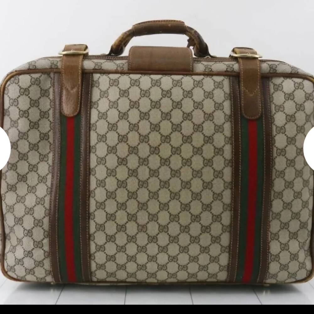Gucci Brown and Tan Luggage Travel Bag with Iconic Monogram